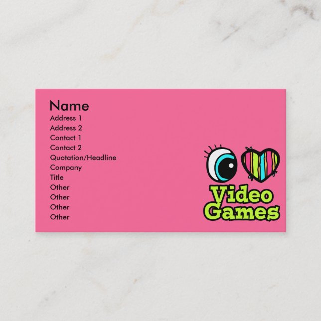 Carte De Visite Bright Eye Heart I Love Jeux Vidéo (Devant)