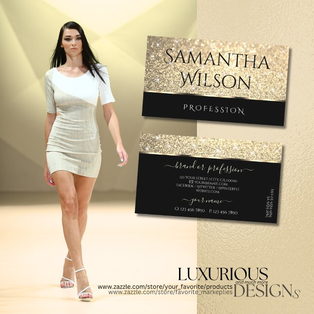 Carte De Visite Bright Gold Parties scintillant Lumineuses Étoiles (Créateur téléchargé)