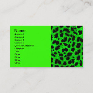 CARTE DE VISITE BRIGHT NEON GREEN LIME BLACK POSTER DE ANIMAL MOTI