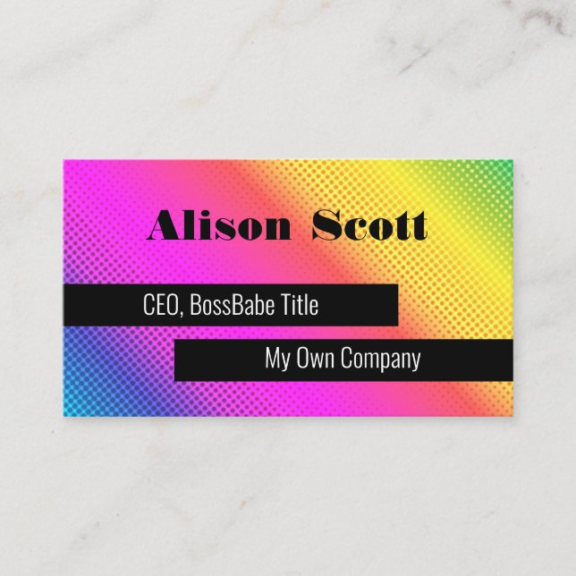 Carte De Visite Bright Neon Rainbow Modern Social Media Business C (Devant)