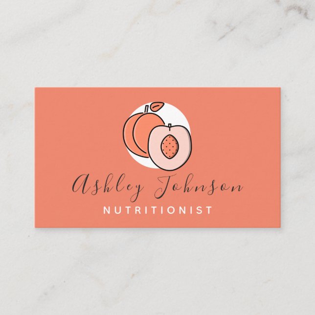 Carte De Visite Bright Orange Peach Delicious Fruit Nutriist (Devant)