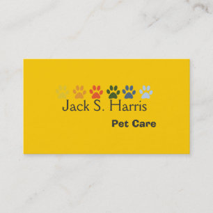 Carte De Visite Bright Paws Empreintes de pattes colorés Soins au