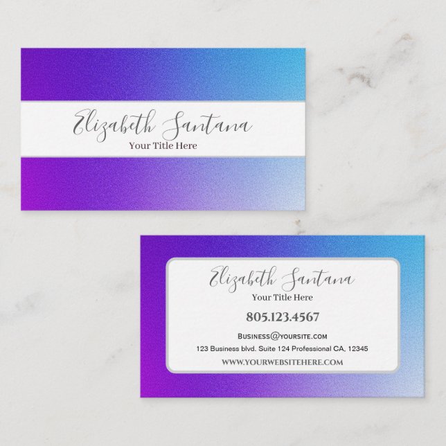 Carte De Visite Bright Purple et Blue Parties scintillant Gradient (Devant / Derrière)