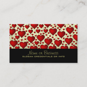 Carte De Visite Bright Red Romantic Hearts Motif
