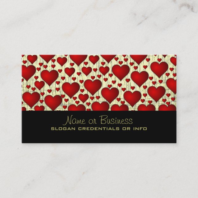 Carte De Visite Bright Red Romantic Hearts Motif (Devant)