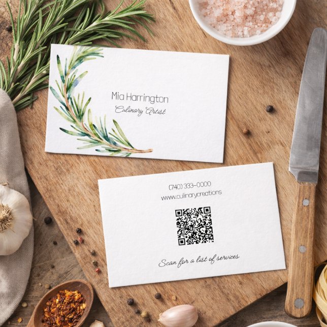 Carte De Visite Brin de romarin avec code QR (Créateur téléchargé)
