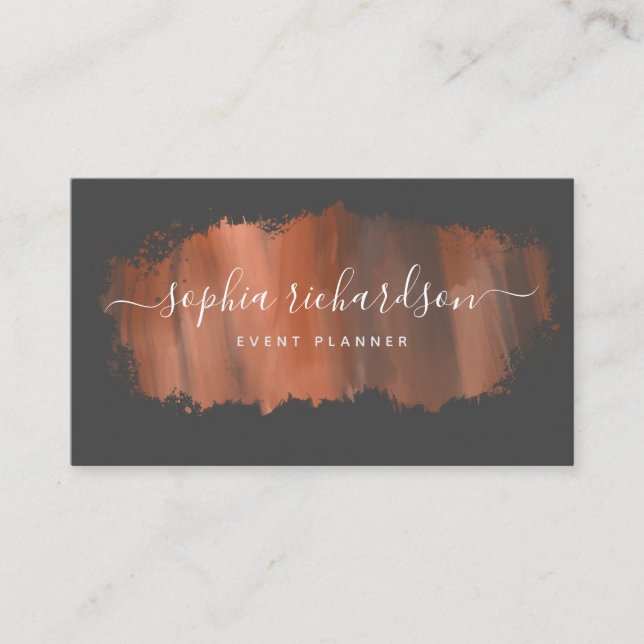 Carte De Visite Brise-brosse chic | Faux Rose Gold sur Grey (Devant)