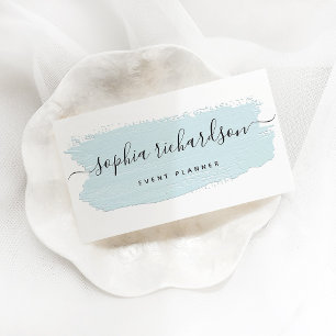 Carte De Visite Brise-brosse Chic Pastel Bleu clair sur blanc