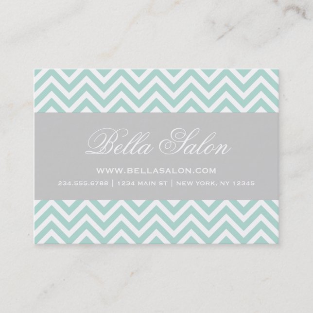 Carte De Visite Broches Chevron Moderne Mint & Grey (Devant)