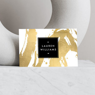 Carte De Visite Brochures Abstraites Faux Gold en blanc
