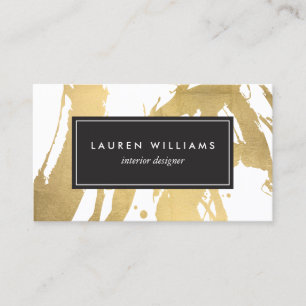 Carte De Visite Brochures Abstraites Faux Gold sur White II