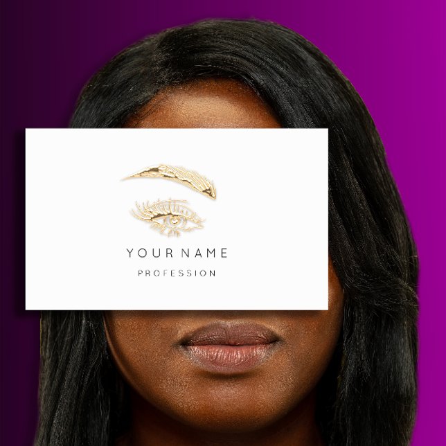 Carte De Visite Brochures professionnelles logo maquillage or (Professional Lashes Brows Makeup Logo Gold Business Card)
