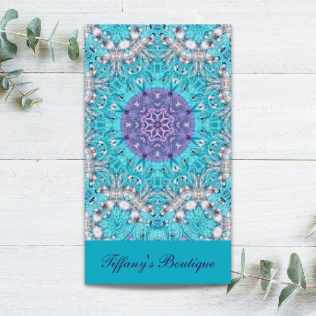 Carte De Visite Broderie ethnique tzigane turquoise bleu bohème (Gypsy Ethnic Embroidery turquoise blue bohemian Business Card)