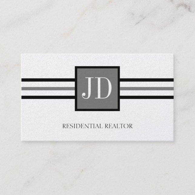 Carte De Visite Broker Monogramme Platinum Papier de location (Devant)