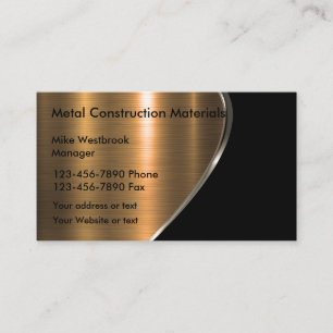Carte De Visite Bronze Cuivre Tone Métallurique Look Construction
