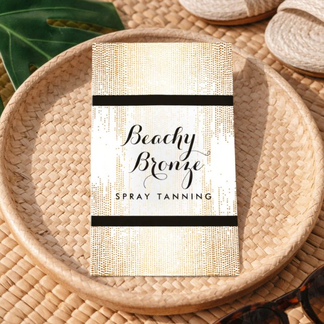 Carte De Visite Bronze D'Or Confetti Dots Spray Tanning Salon (Créateur téléchargé)