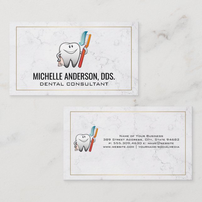 Carte De Visite Brosse à dent | Dentaire (Devant / Derrière)
