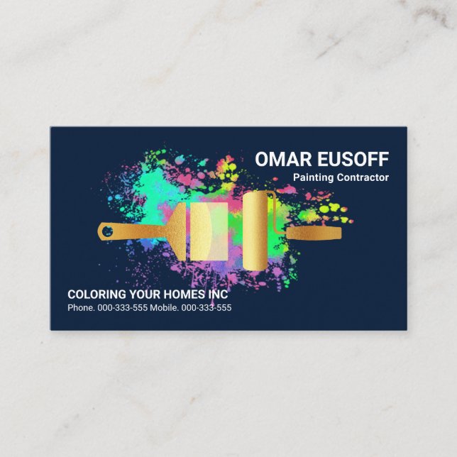 Carte De Visite Brosse à peinture poinçonneuse or (Devant)