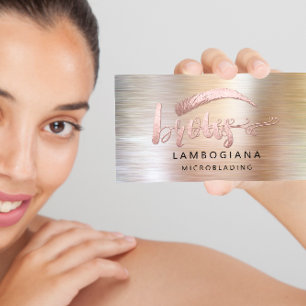 Carte De Visite Brosse du logo Microblade Rose de médias sociaux