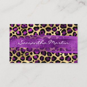 Carte De Visite Brosse Leopard violet et d'or