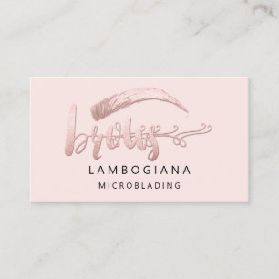 Carte De Visite Brosse Logo Microblade Social Media Rose Rose