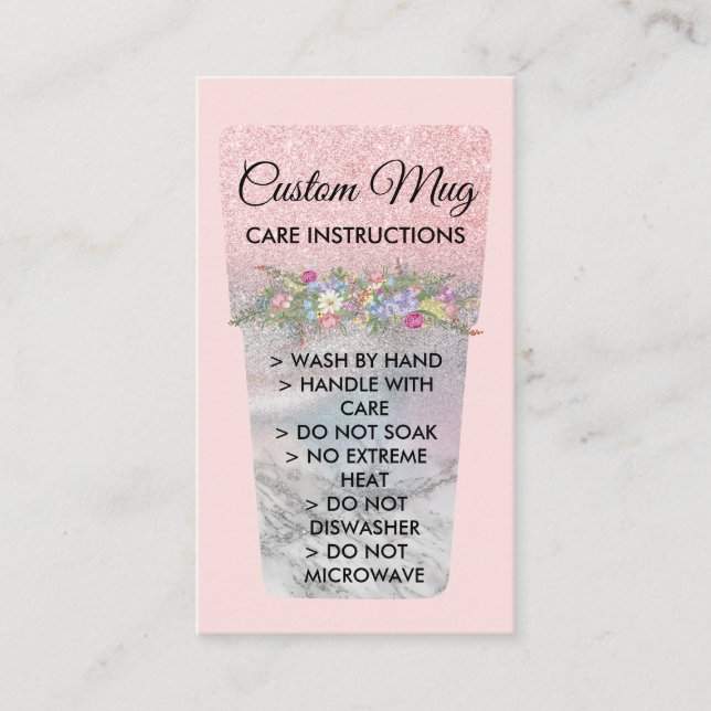 Carte De Visite Brosse rose pâle - Instructions de soins (Devant)