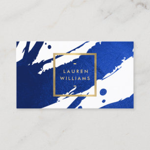 Carte De Visite Brosses bleues Indigo Abstraites