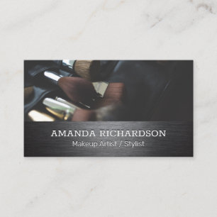 Carte De Visite Brosses de maquillage   Argent métallique brossé