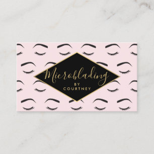 Carte De Visite Brosses et cils Microblading Rose/Noir/Or