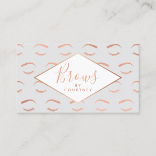 Carte De Visite Brosses et cils Motif Gris/or Rose