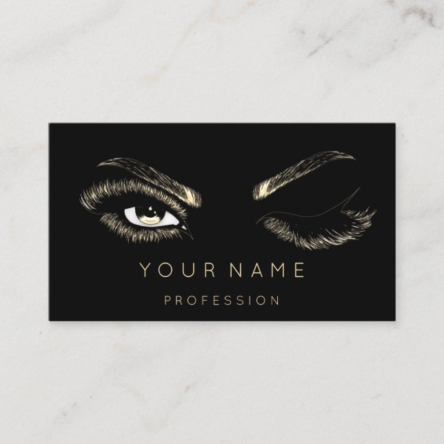Carte De Visite Brosses Eyelash Microblade QRCODE Gold Noir (Devant)