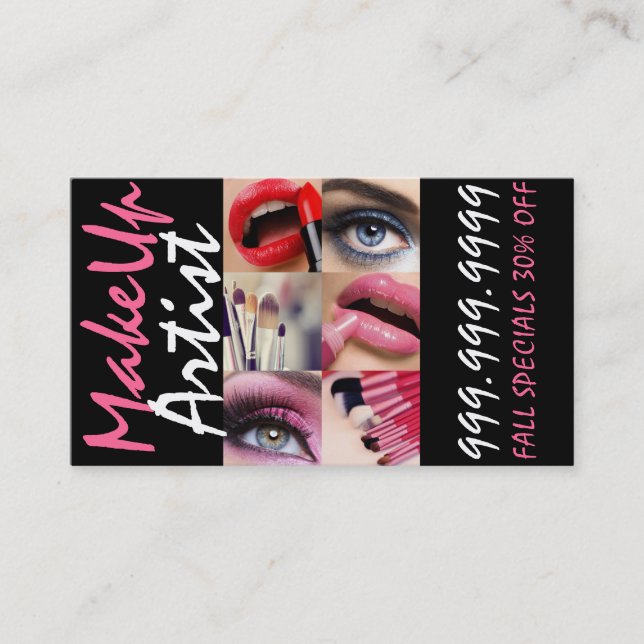 Carte De Visite Brosses Lip Eyes Make Up Artiste, Cosmetologie, Sa (Devant)