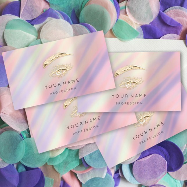 Carte De Visite Brosses maquillage QR LOGO Golden Eyelashes Ombre (Créateur téléchargé)