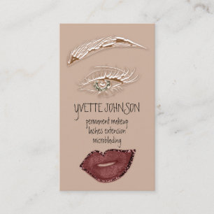 Carte De Visite Brosses maquillage QRCode Logo Lèvres roses maigre