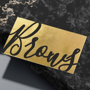 Carte De Visite Brosses Microblading Beauté Salon Or Brown Moderne