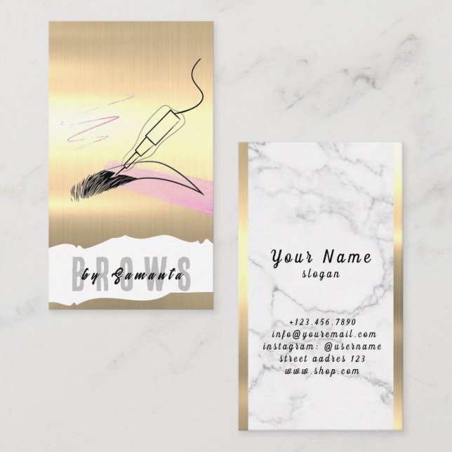 Carte De Visite Brosses ULM Microblading Henna Salon (Devant / Derrière)