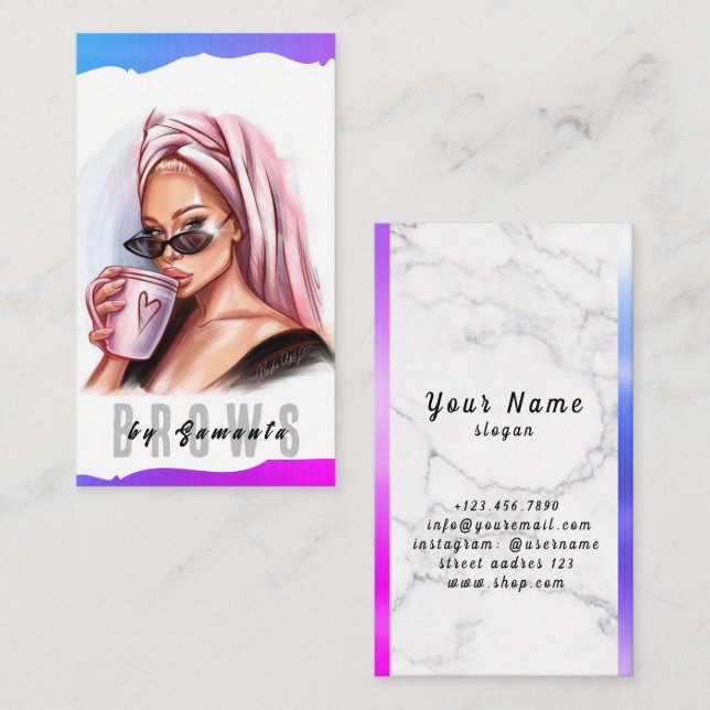 Carte De Visite Brosses ULM Microblading Henna Salon (Devant / Derrière)