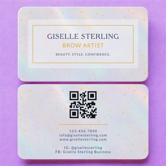Carte De Visite Brow Artist Holographic QR Code (Créateur téléchargé)