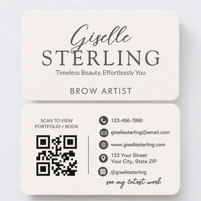 Carte De Visite Brow Artist Neutral QR Code (Créateur téléchargé)