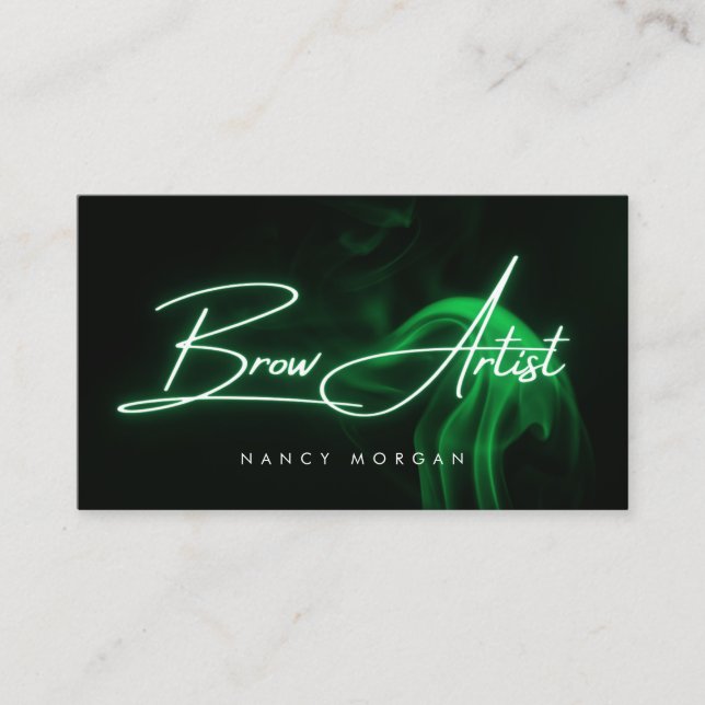 Carte De Visite Brow Artist Typography Green Neon Business Card (Devant)