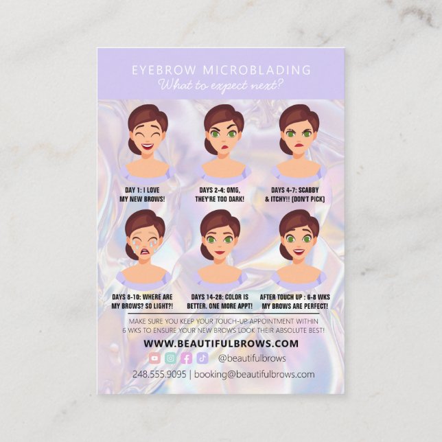 Carte De Visite Brow Microblading Aftercare Crystal Holographic Bu (Dos)