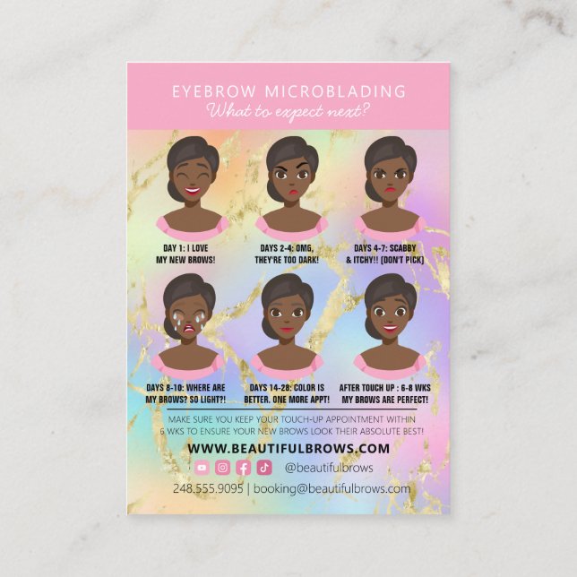 Carte De Visite Brow Microblading Aftercare & Nomination Marble  (Dos)