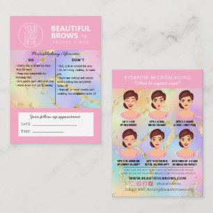 Carte De Visite Brow Microblading Aftercare & Rendez-vous Marbre B