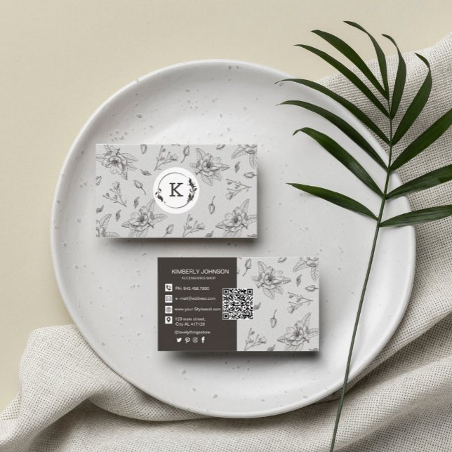 Carte de visite Brown botanique moderne (Modern Botanical Brown Business Card. professional logo. #botanicalnaturetheme #whitecraftpaper)