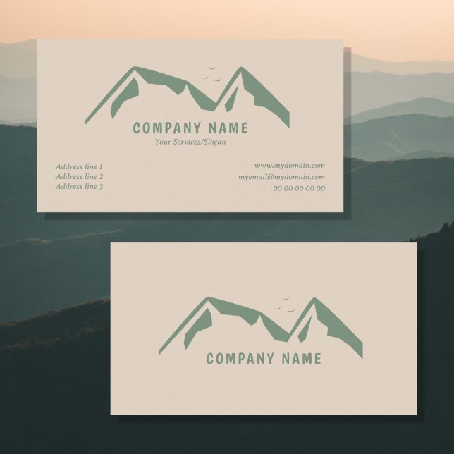 Carte de visite Brown clair avec Green Mountains (Light Brown Business Card with Green Mountains)