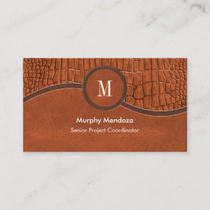 Carte De Visite Brown Faux Alligator Cuir Peau Monogramme de luxe
