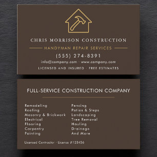 Carte De Visite Brown Handyman Construction 