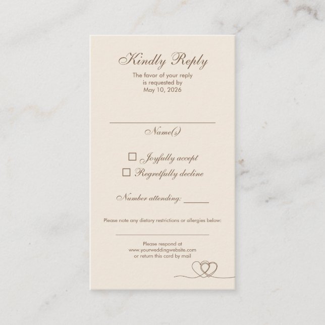 Carte De Visite Brown Modern Mix and Match Wedding RSVP Card (Devant)