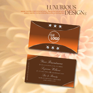 Carte De Visite Brown orange avec bijoux et logo en argent