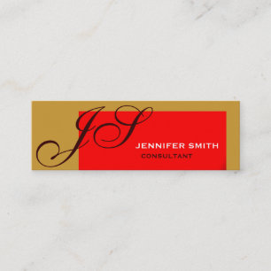 Carte de visite Brown Red Monogram Consultant